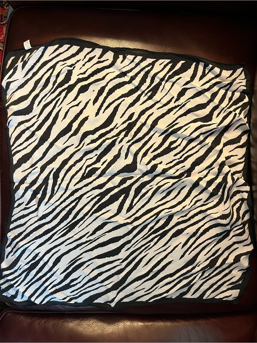 Zebra Print Square Scarf  . measurements in photo